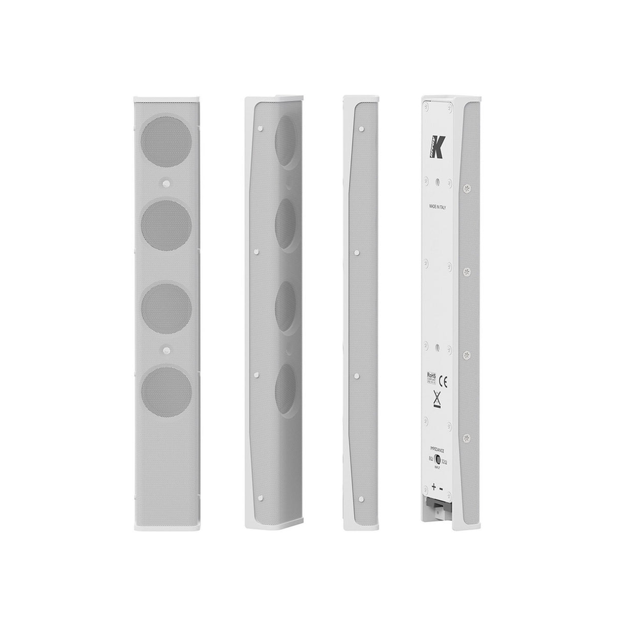 K-Array Vyper-KV25 Ultra-Flat Aluminum Line Array Element with 4 x 1-Inch Cones, White