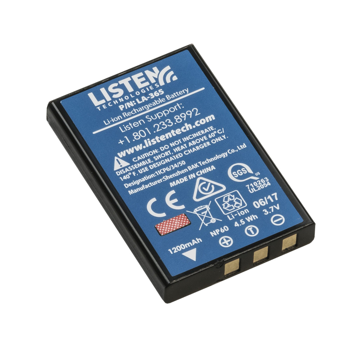 Listen Tech LA-365 Replacement Rechargeable Lithium-ion Battery