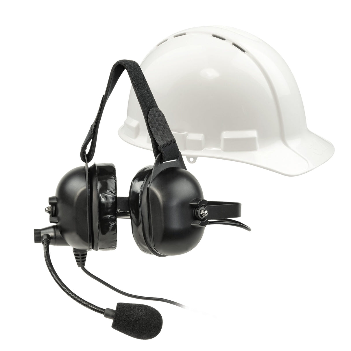 Listen Tech LA-455 Overhead Dual Ear Industrial Headset with Boom Microphone