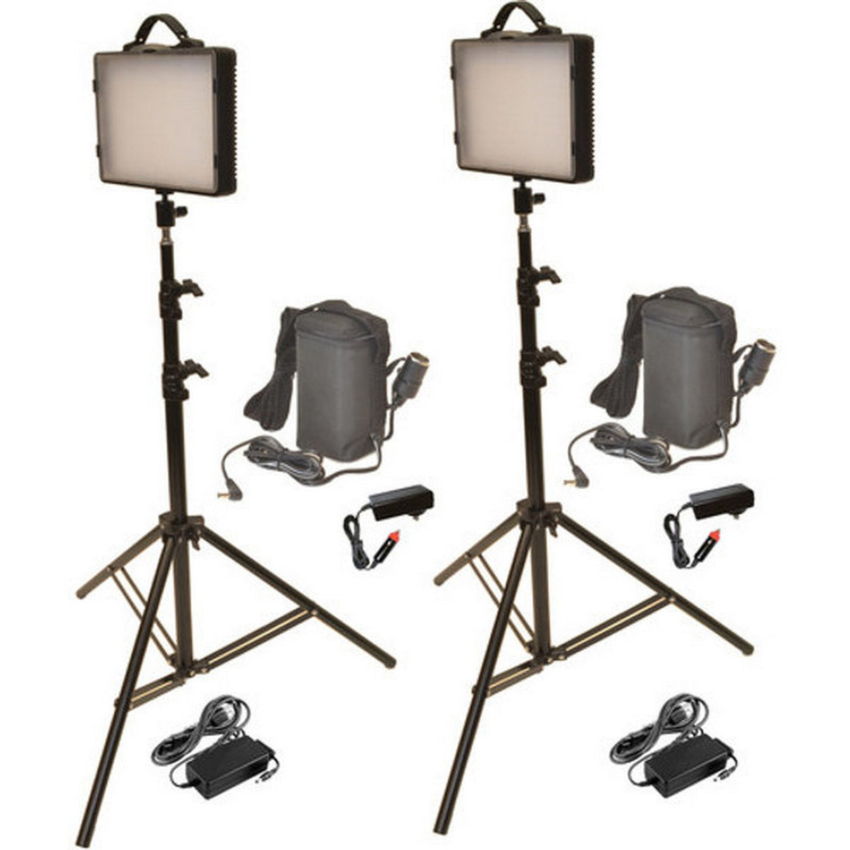 Bescor LED200KB Dual 300W LED Studio Light and Battery Kit