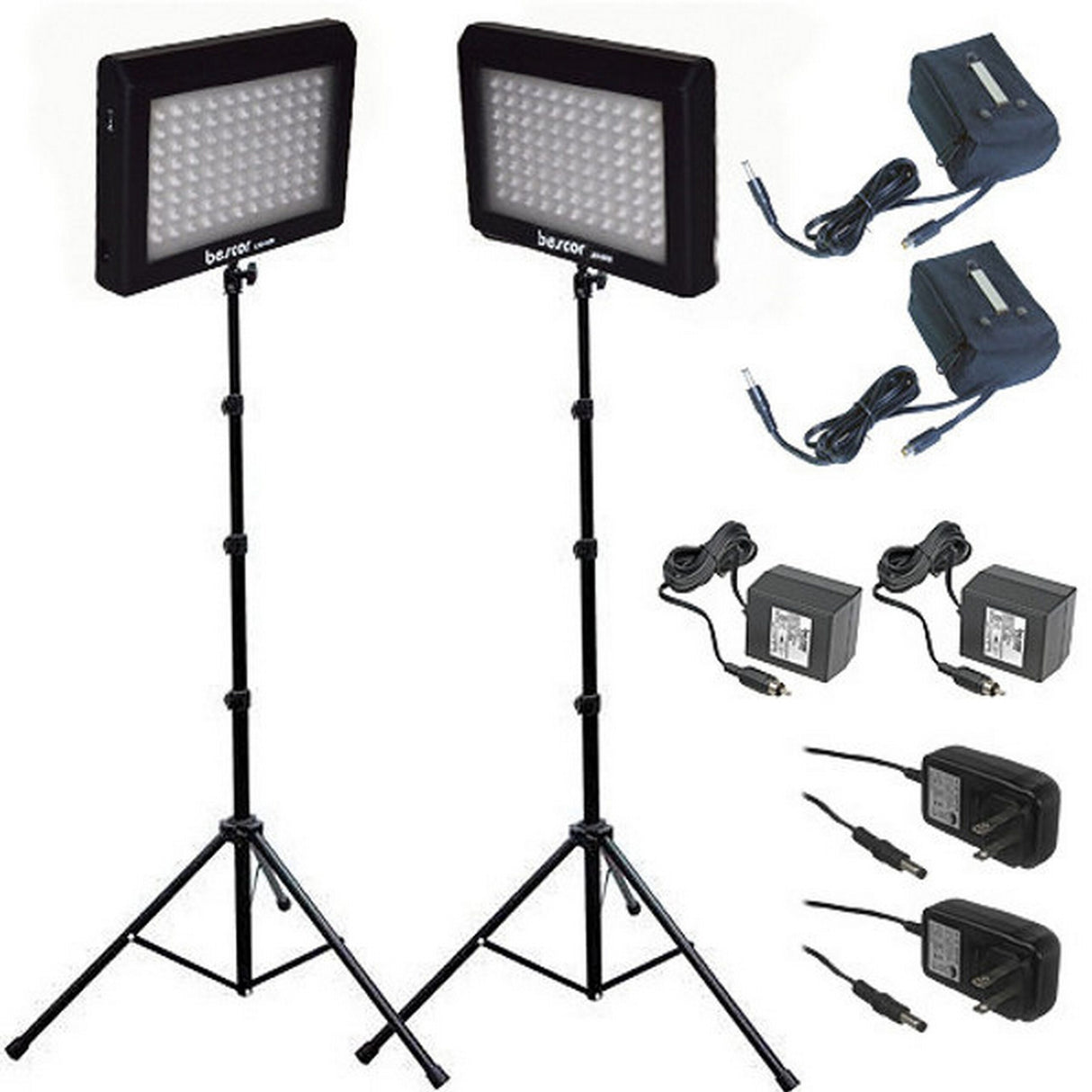 Bescor LED-95DK2B Dual 95 Bulb LED and Battery Studio Kit