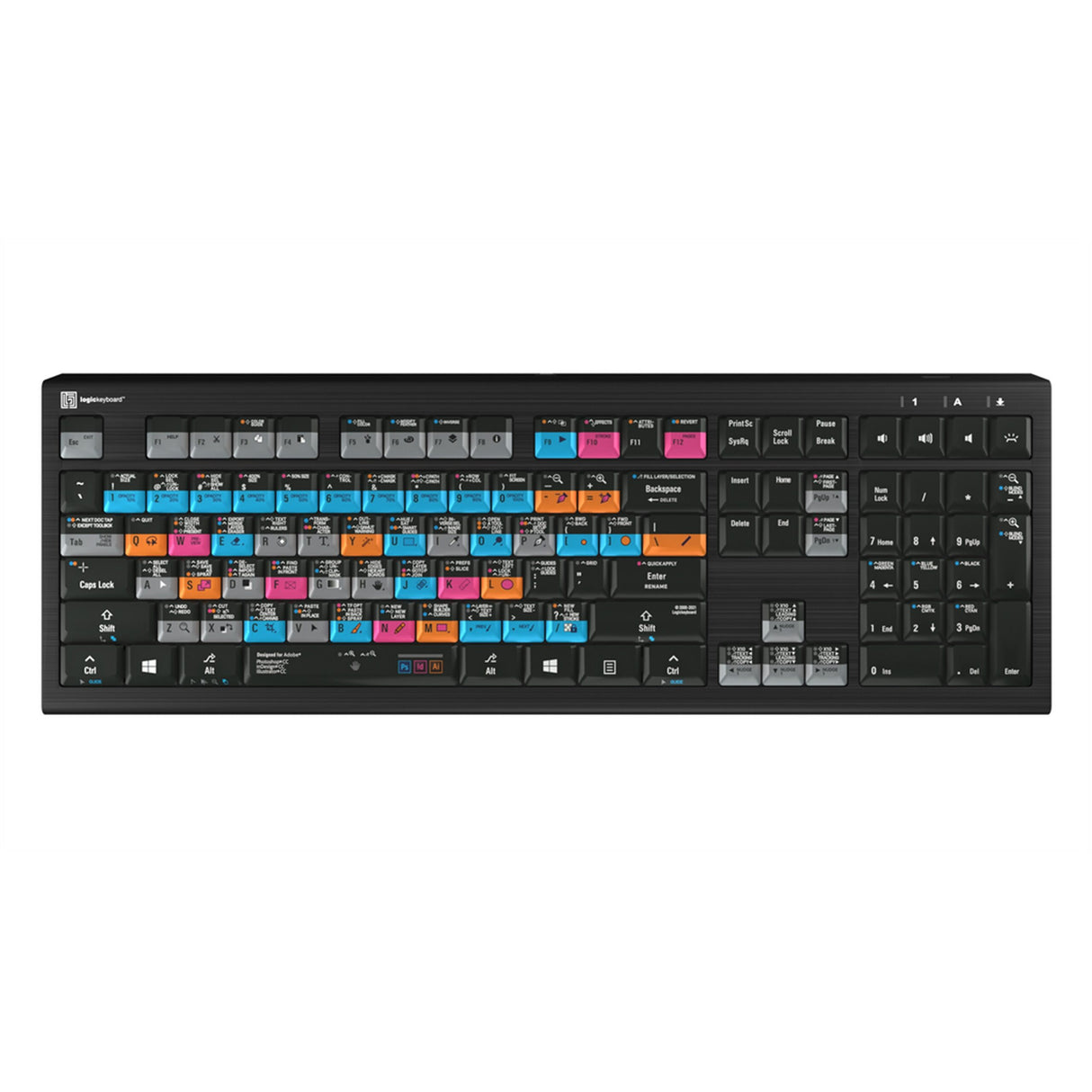 Logickeyboard LKB-AGDA-A2PC-US Adobe Graphic Designer PC Astra 2 Backlit Shortcut Keyboard