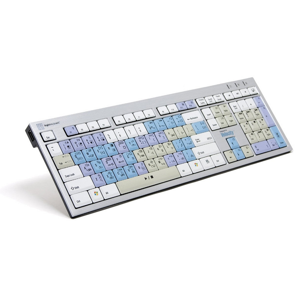 Logickeyboard DPS Velocity Slim Line PC Keyboard | Shortcut Keyboard for DSP Velocity