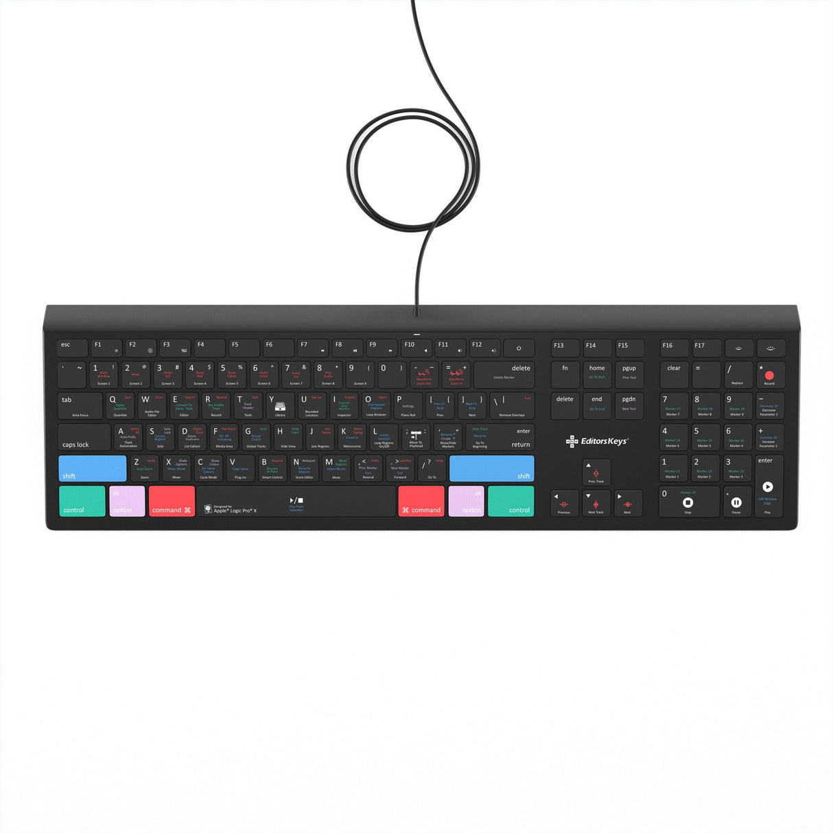 Editors Keys LOGX-BL-MAC-US Logic Pro X Backlit Keyboard for Mac, US