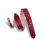 Levy's 2-Inch Wide Burgundy Chrome-Tan Leather Guitar Strap