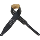 Levy’s 2 1/2-Inch Wide Black Genuine Leather Guitar Strap - accessories