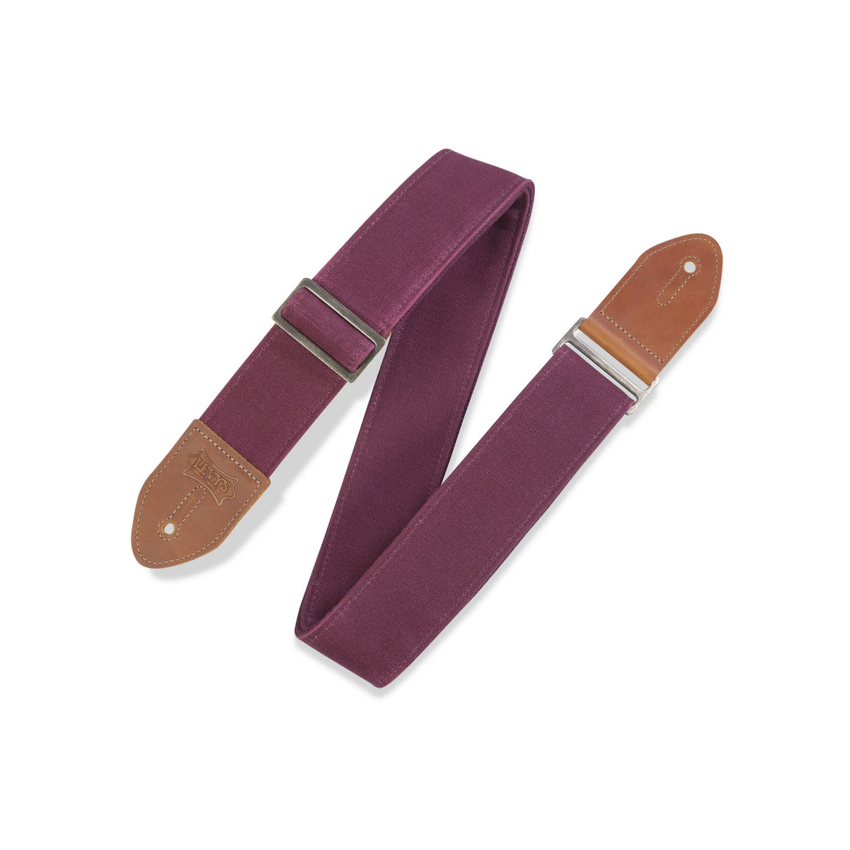 Levy's Traveler' Waxed Canvas Guitar Strap, Burgundy