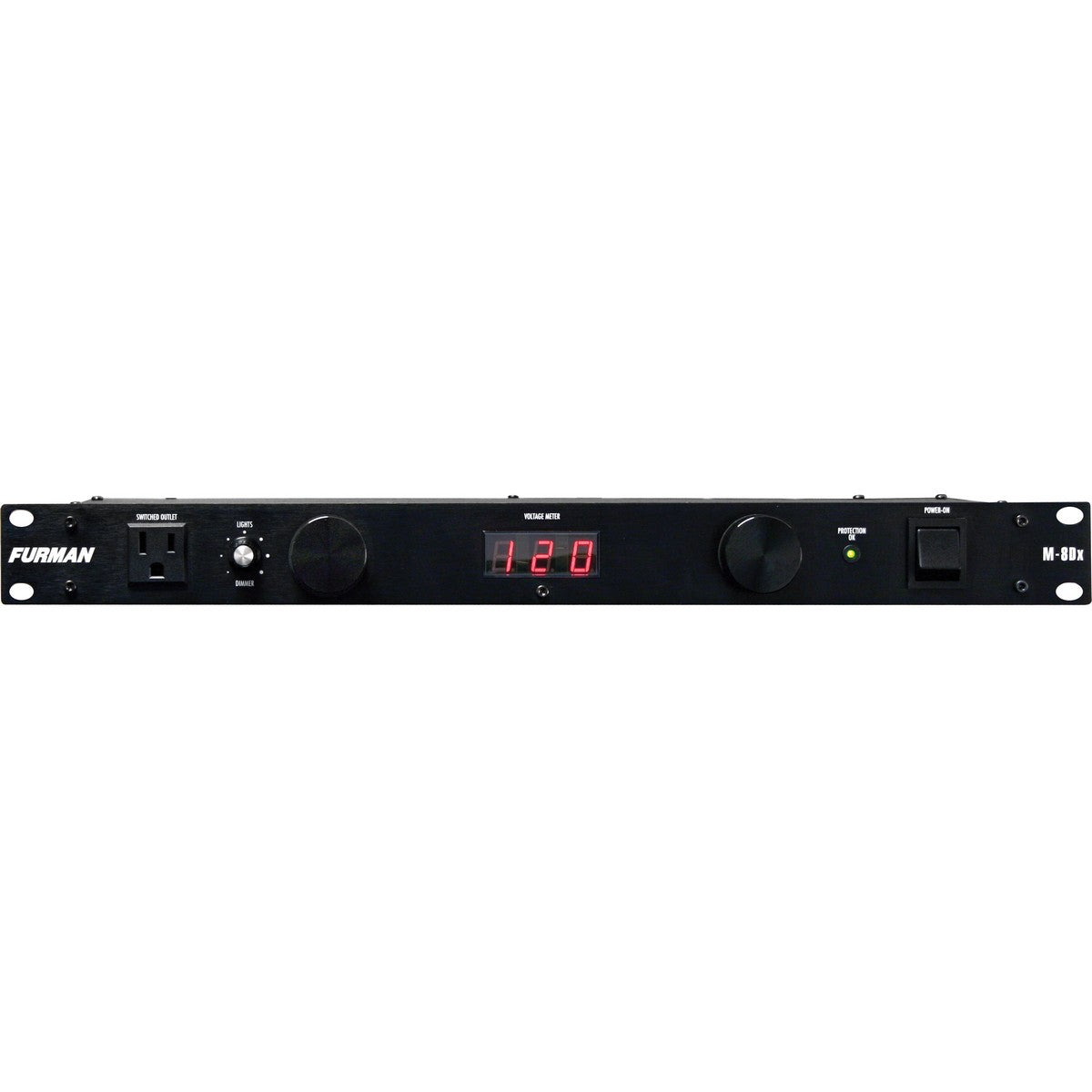 Furman M-8DX | 15A Standard Power Conditioner with Lights and Digital Volt Meter 9 Outlets 1RU 6 Feet Cord