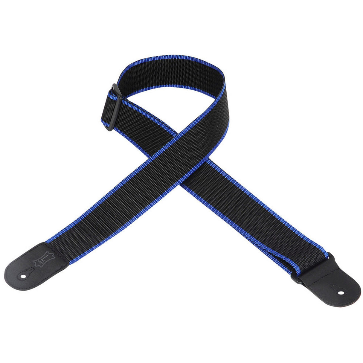 Levy's Basic Poly Guitar Strap, Blue, Black