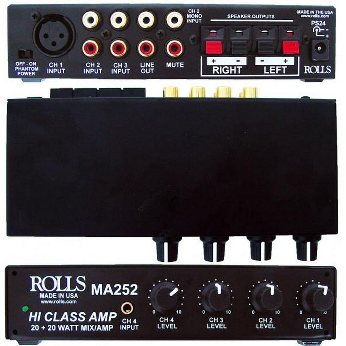 Rolls MA252 Stereo 4 Channel Class D Mixer Amp