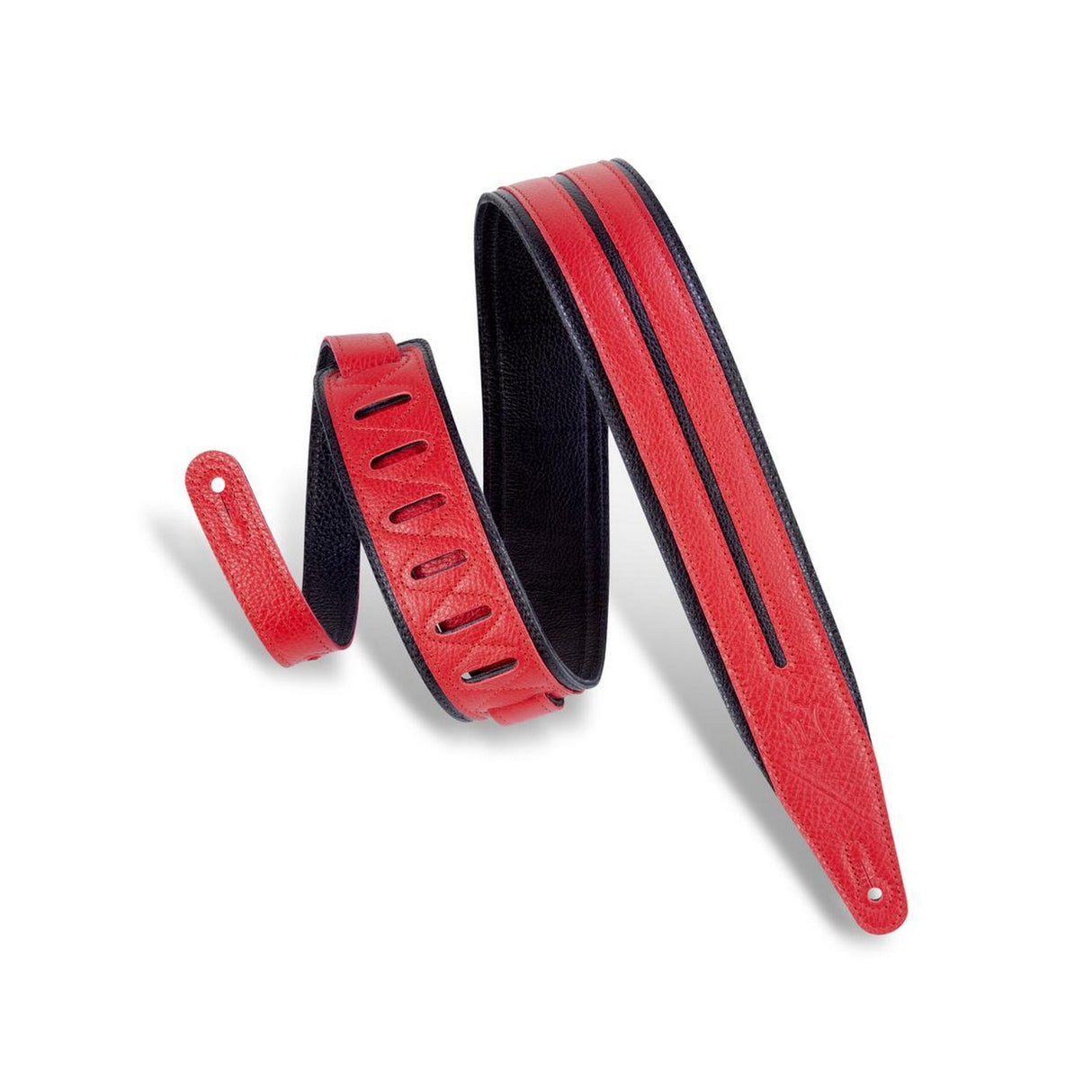 Levy's Double Racing Stripe Guitar Strap, Red, Black