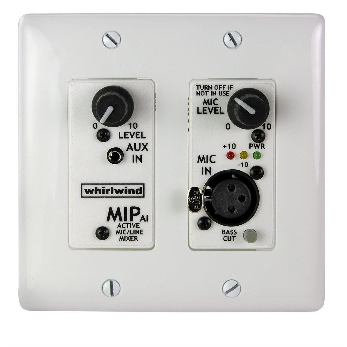 Whirlwind MIPAID 2-Gang Wall Input Plate with XLRF, 3.5mm TRS Inputs, White