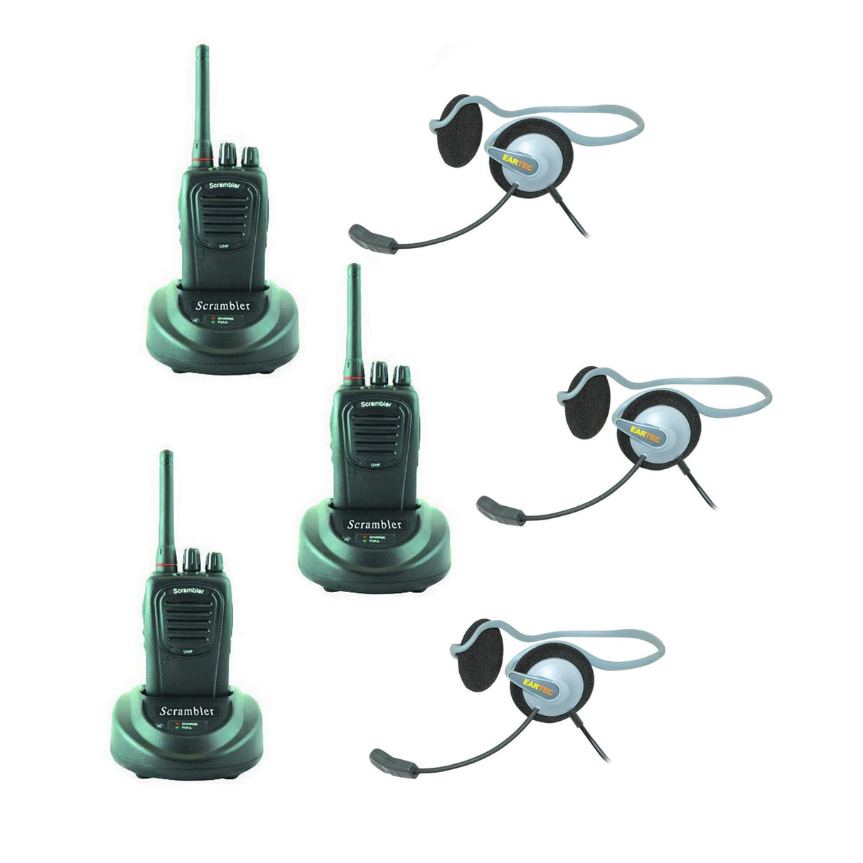 Eartec MOSC3000IL 3 SC-1000 Radios with Monarch Inline PTT Headsets