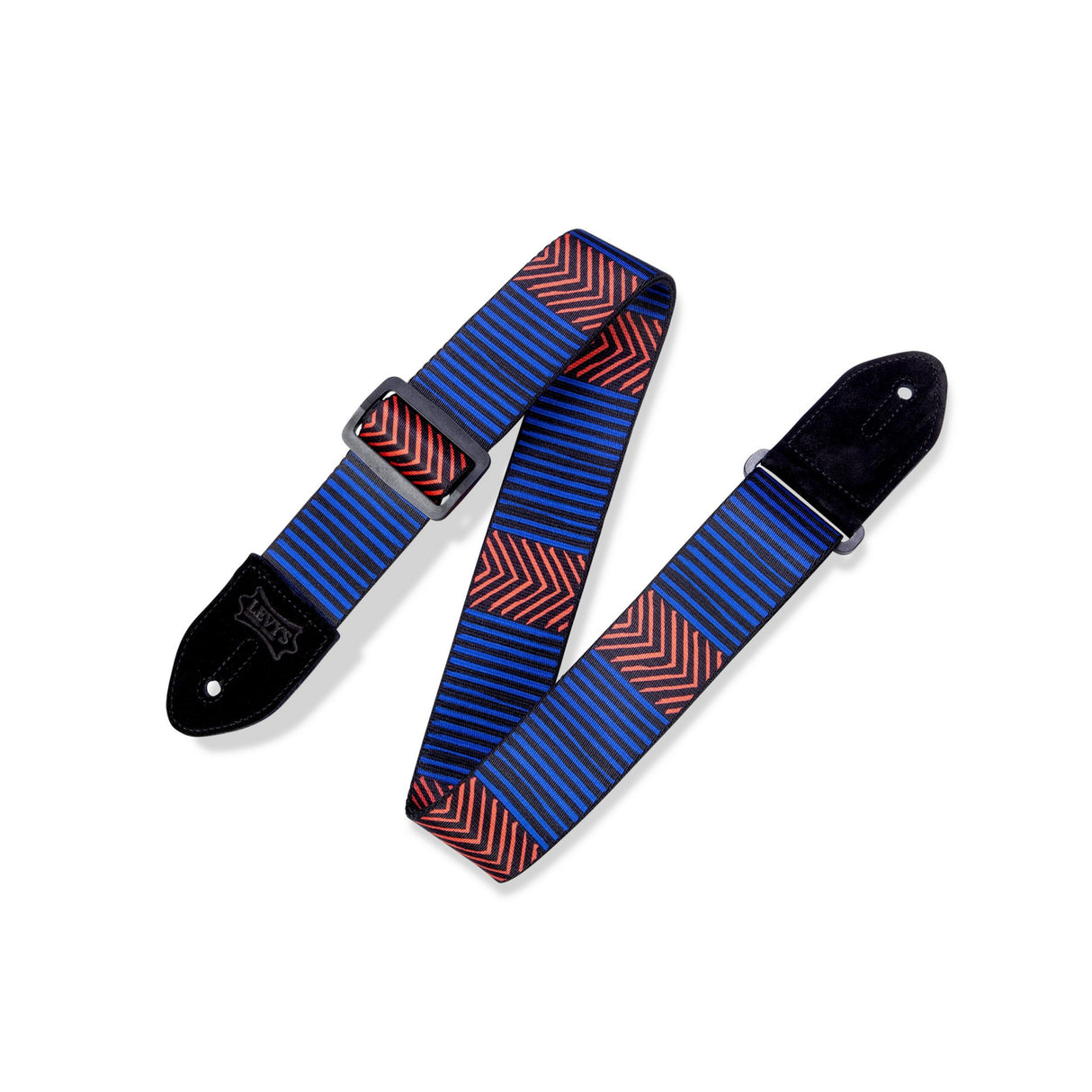 Levy's Tribal Chevron Guitar Strap, Black, Red, Blue