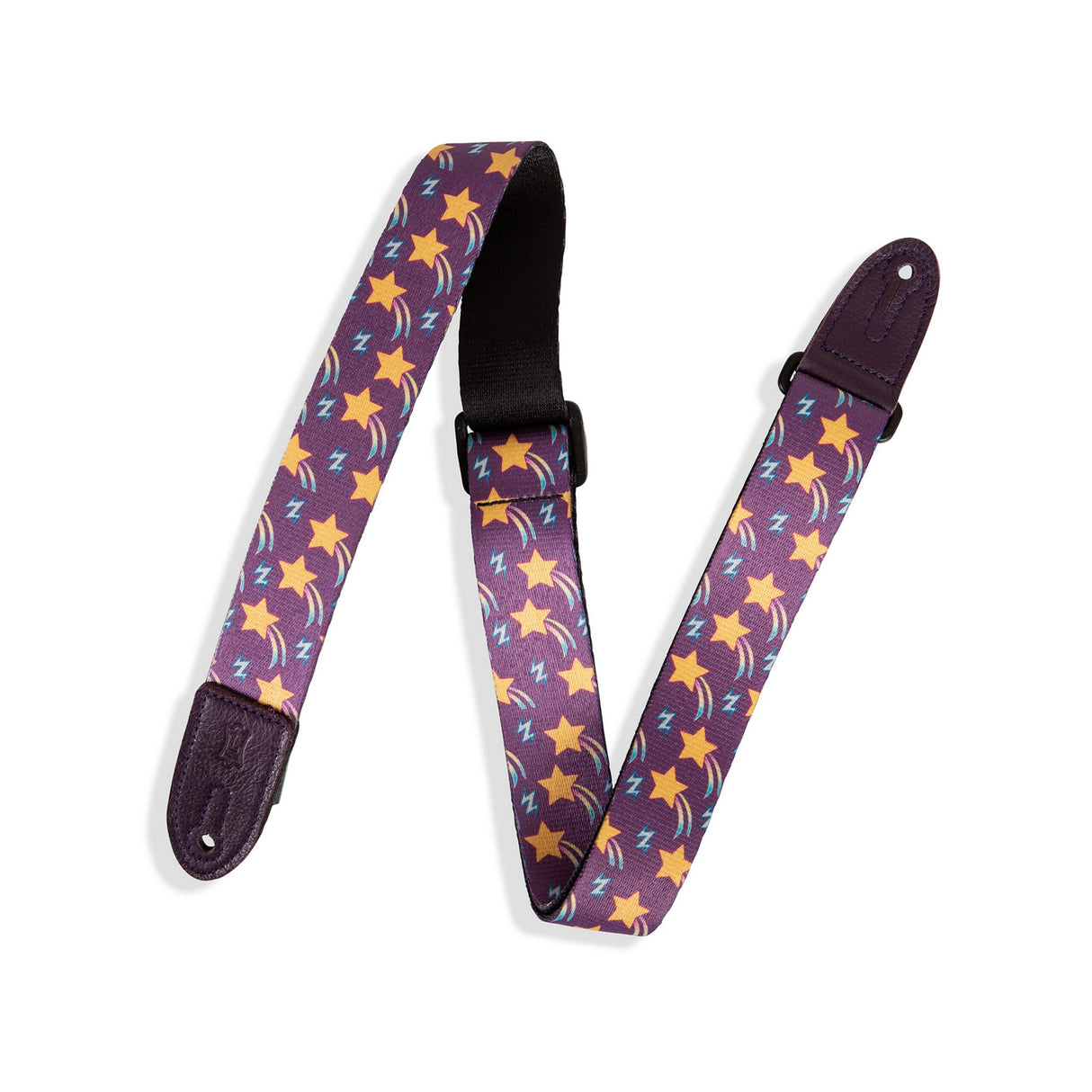 Levy's Shooting Star Kids Guitar Strap, Purple, Multi, Yellow