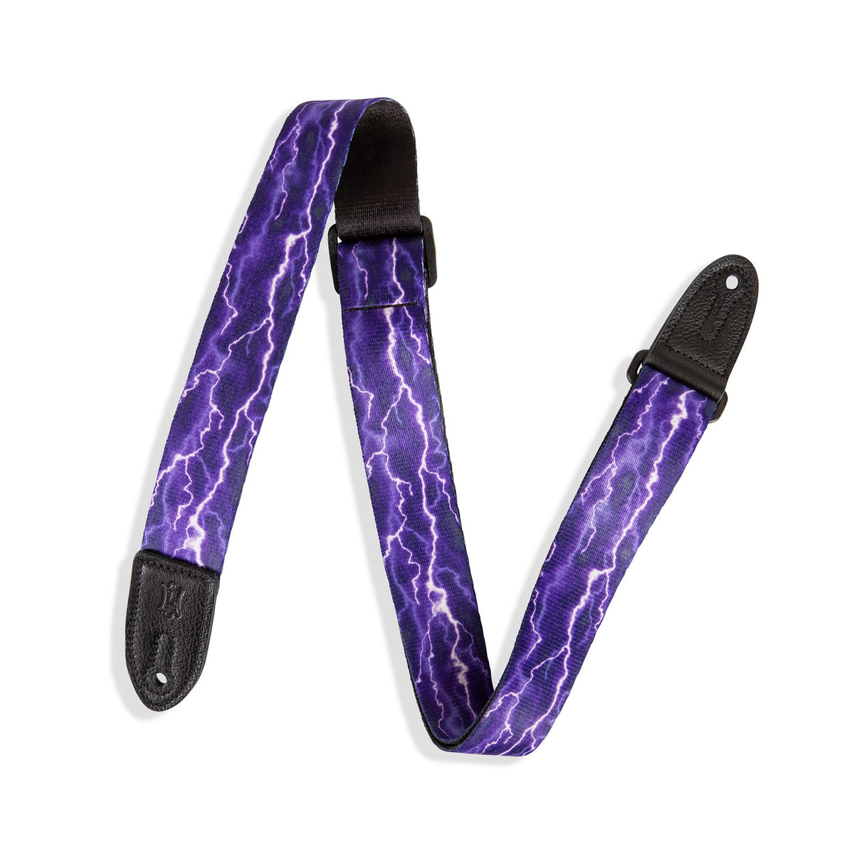 Levy's Purple Bolt  Guitar Strap, Purple, White, Black