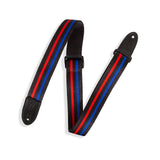 Levy's Racing Stripe Guitar Strap, Black, Red, Blue