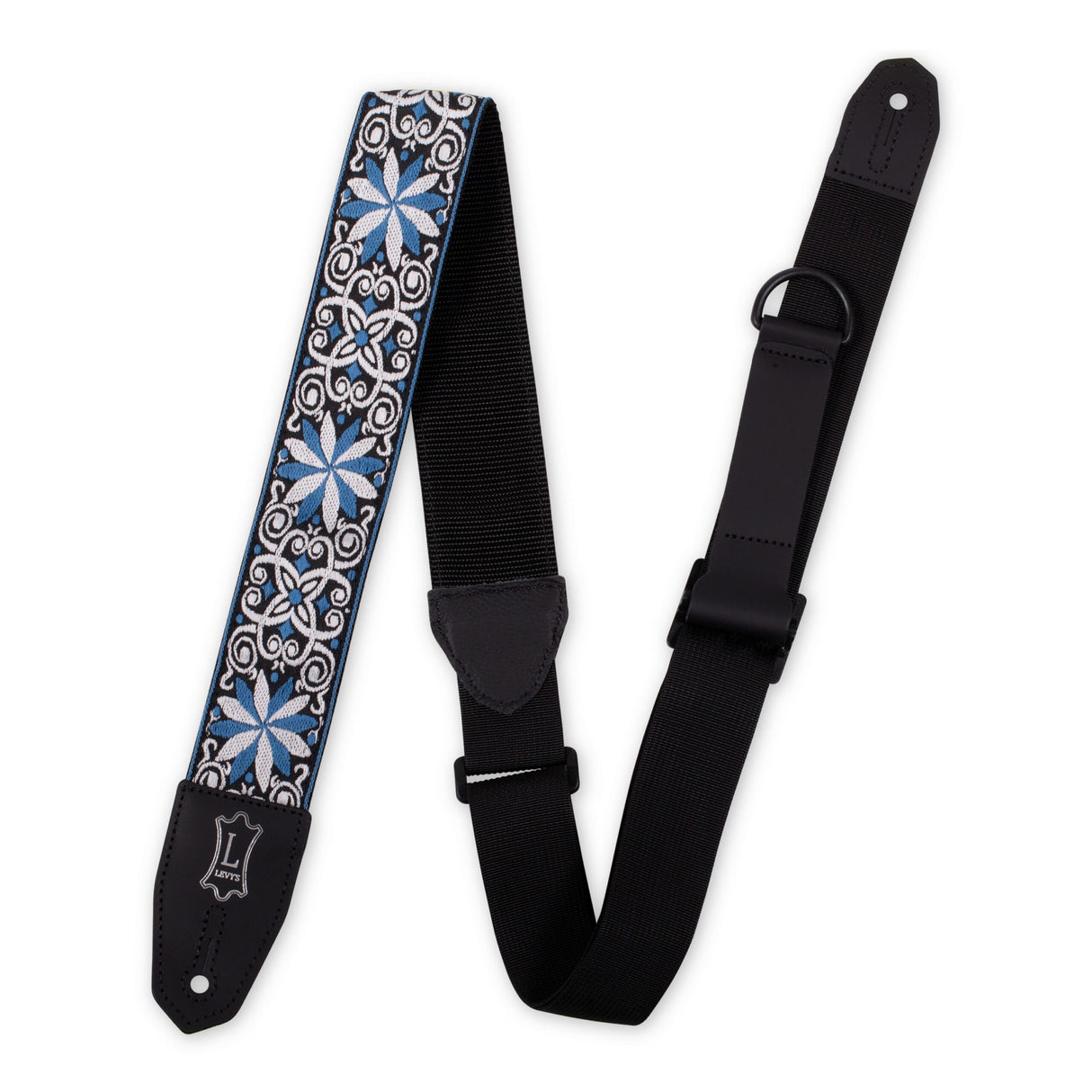 Levy's Right Height Strap with Woven Blue White Black Motif