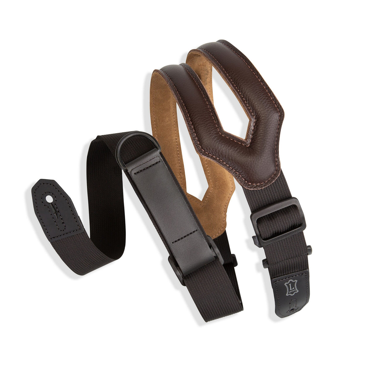 Levy's Right Height Ergonomic Padded Guitar Strap, Dark Brown