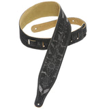 Levy’s 2 1/2-Inch Suede Leather Guitar Strap Tooled In A Bats Design - accessories