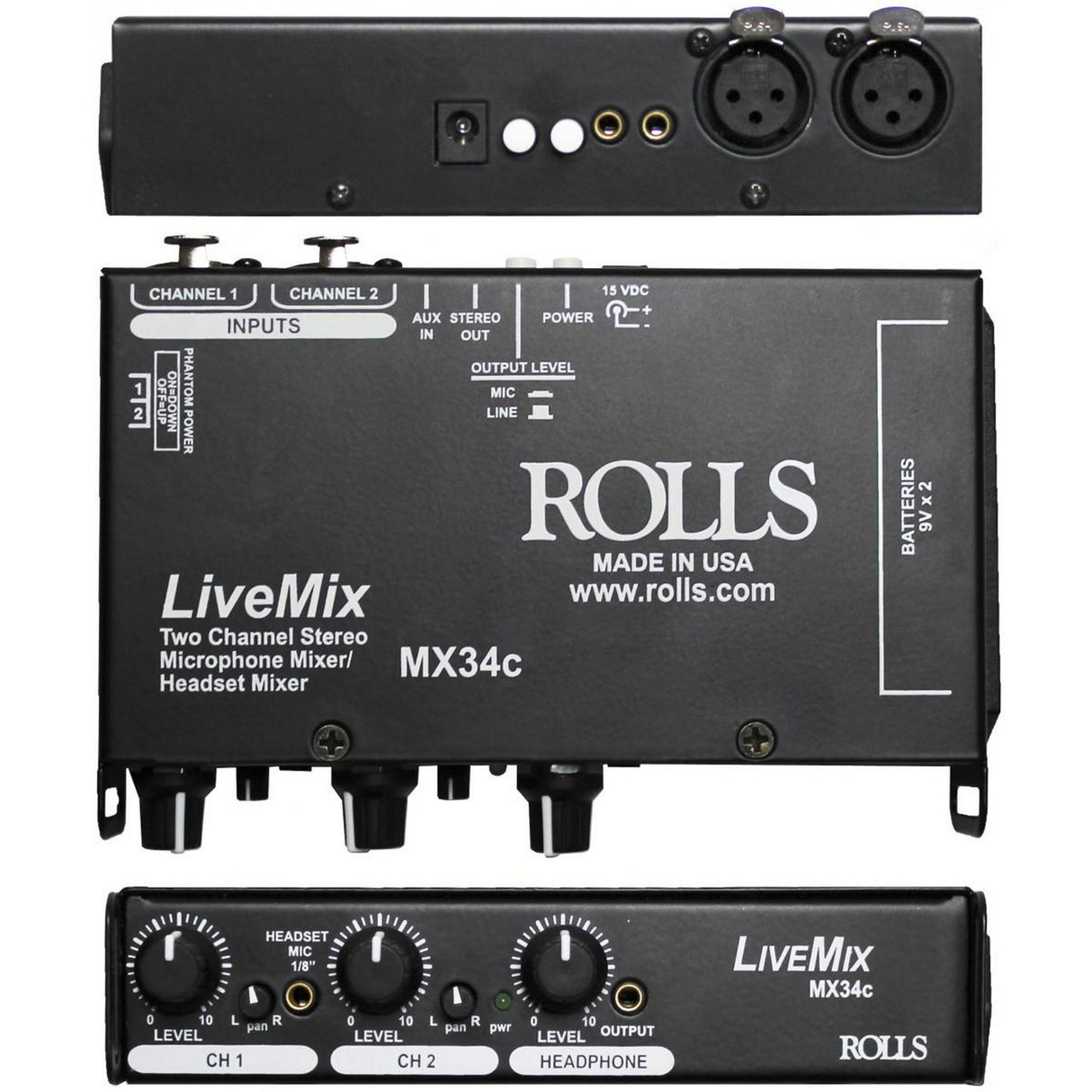 Rolls MX34c Live Mix 2 Channel Microphone Mixer