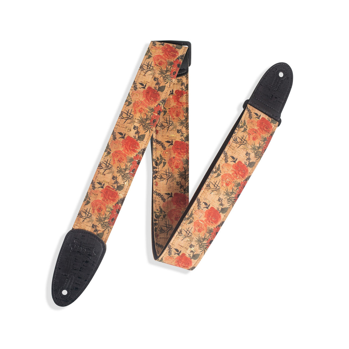 Levy's Wildflower Cork Guitar Strap, Red, Cream Black, Natural