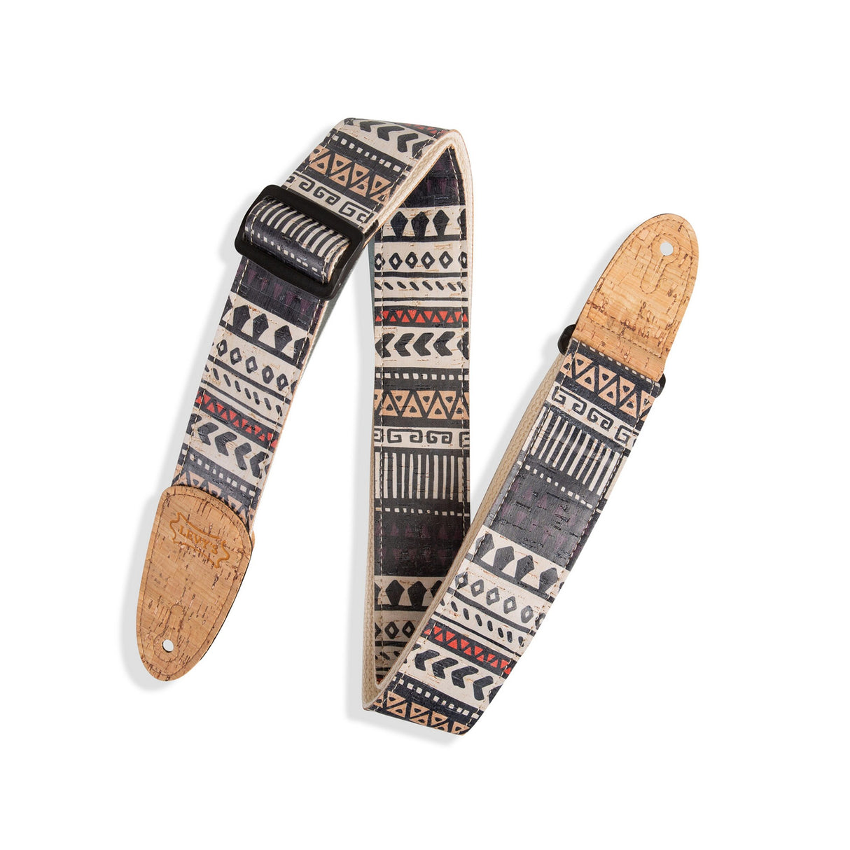 Levy's Zanzibar Cork  Guitar Strap, White, Black, Red, Blue