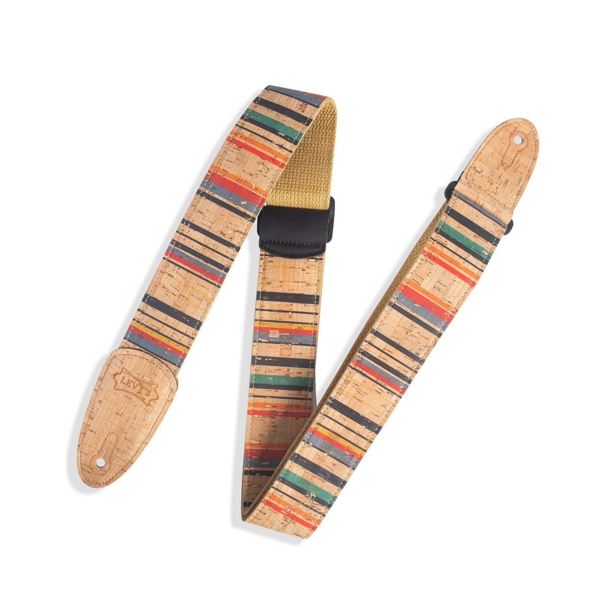 Levy's Nantucket Cork  Guitar Strap, White, Blue, Red, Yellow