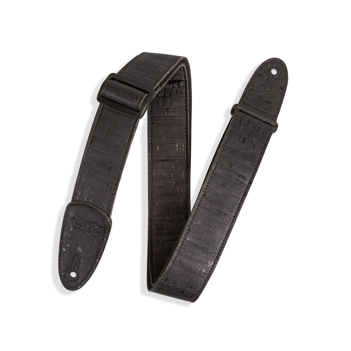 Levy's Solid Black Cork  Guitar Strap, Black