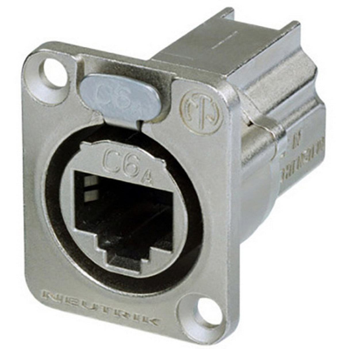 Neutrik NE8FDX-P6 D-Shape CAT6A etherCON Panel Connector, Shielded/Feedthrough, Nickel Housing