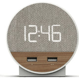 Nonstop Station O Small Round Alarm Clock Wood/Grey Fabric