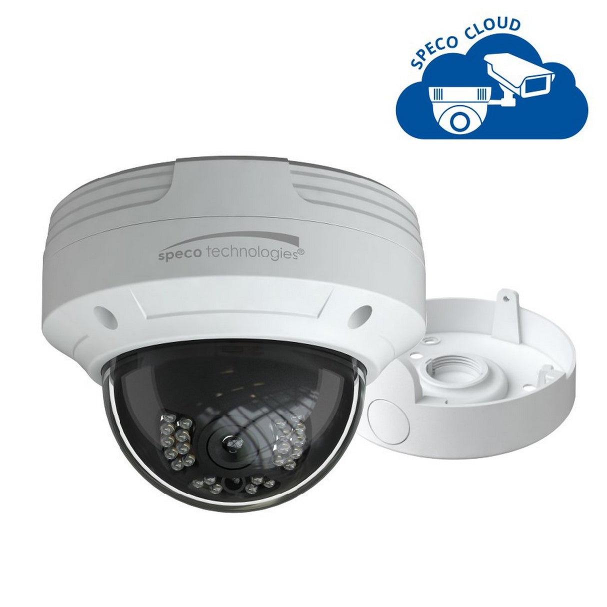 Speco O4VLD5 4MP H.265 Dome IP Camera with Junction Box, White