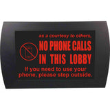 American Recorder "NO PHONE CALLS IN LOBBY" LED Lighted Sign, Red