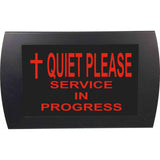 American Recorder OAS-2025M-RD "QUIET PLEASE SERVICE IN PROGRESS WITH CROSS" LED Lighted Sign, Red