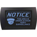 American Recorder "NOTICE - THIS AREA UNDER 24 HOUR VIDEO SURVEILLANCE" LED Lighted Sign, Blue