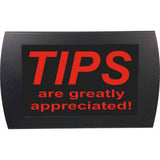 American Recorder "TIPS GREATLY APPRECIATED" LED Lighted Sign, Red