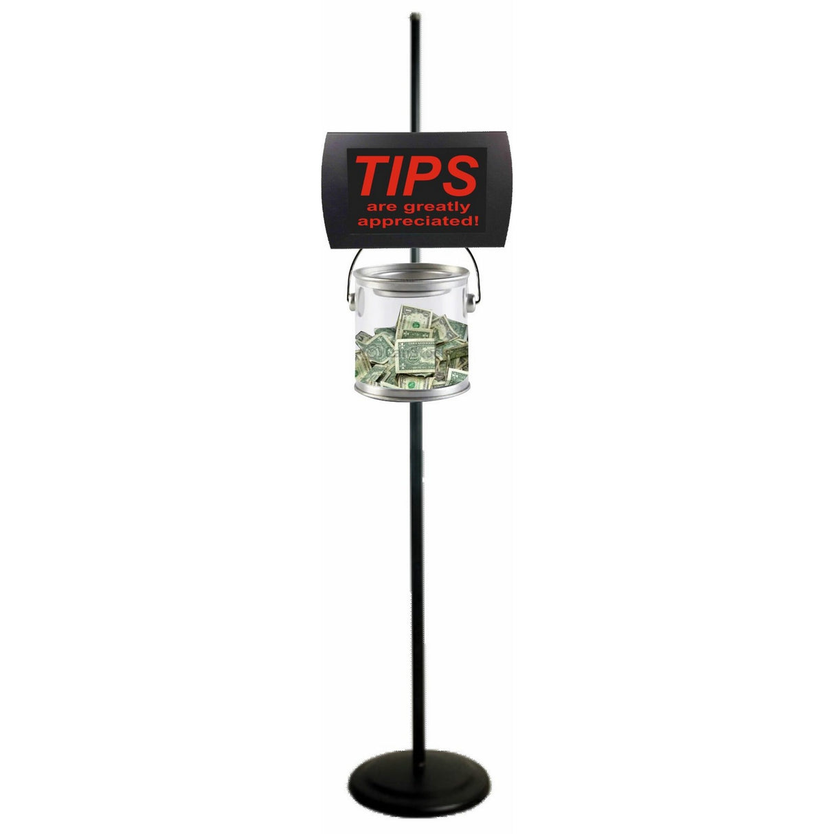 American Recorder "TIPS GREATLY APPRECIATED" LED Lighted Sign with Tip Pail, Red