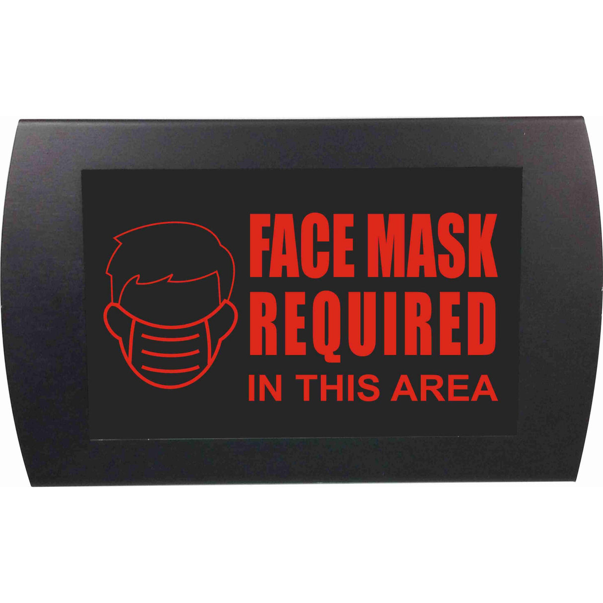 American Recorder "FACE MASK REQUIRED IN THIS AREA" Wall Mount LED Lighted Sign, Red