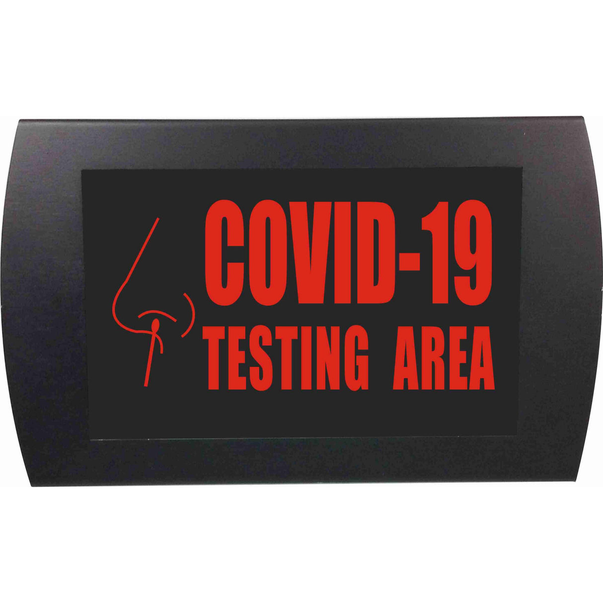 American Recorder "COVID-19 TESTING AREA" with Graphic Wall Mount LED Lighted Sign, Red