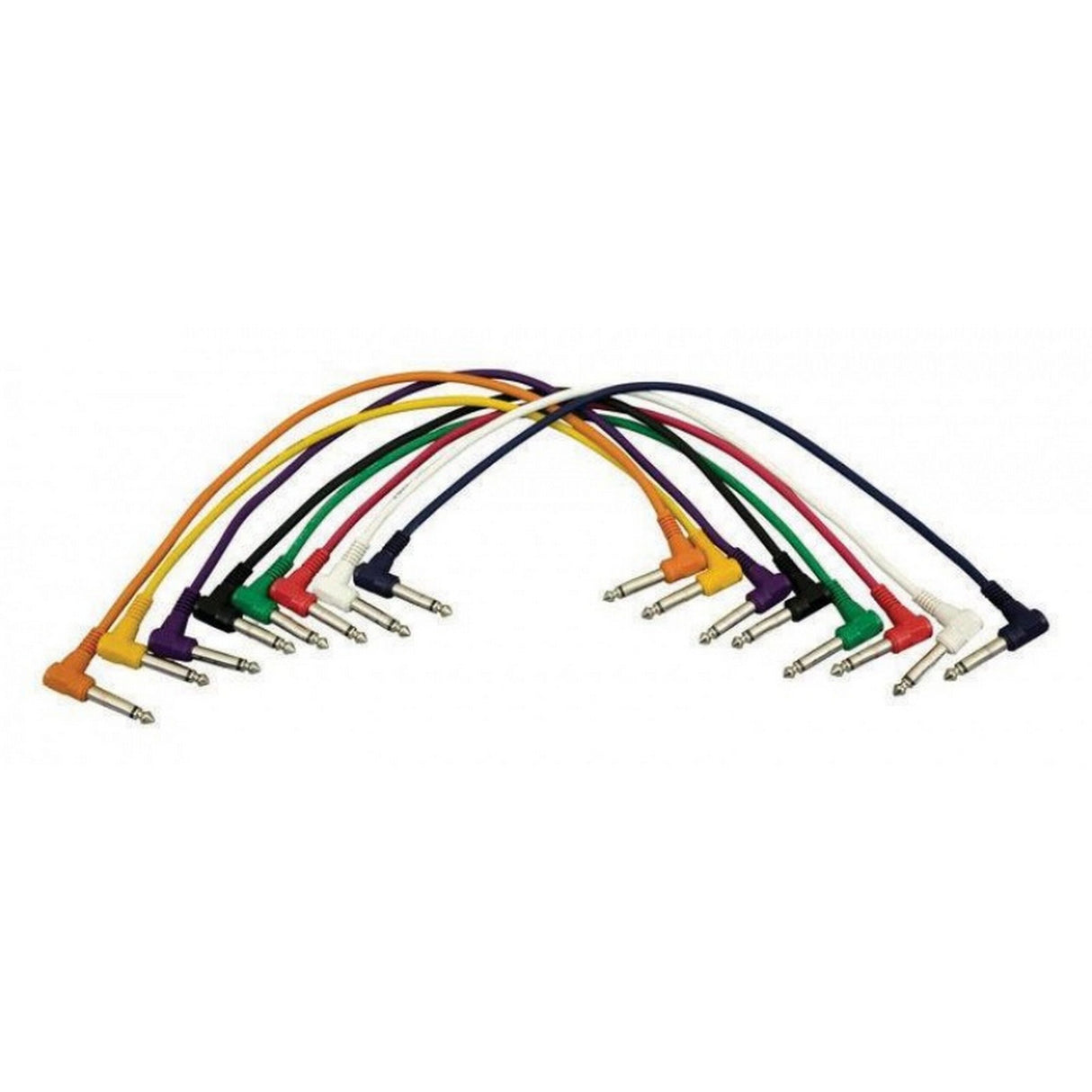 On-Stage PC18-17QTR-R Right-angle 1/4-Inch Patch Cables, 8-Pack