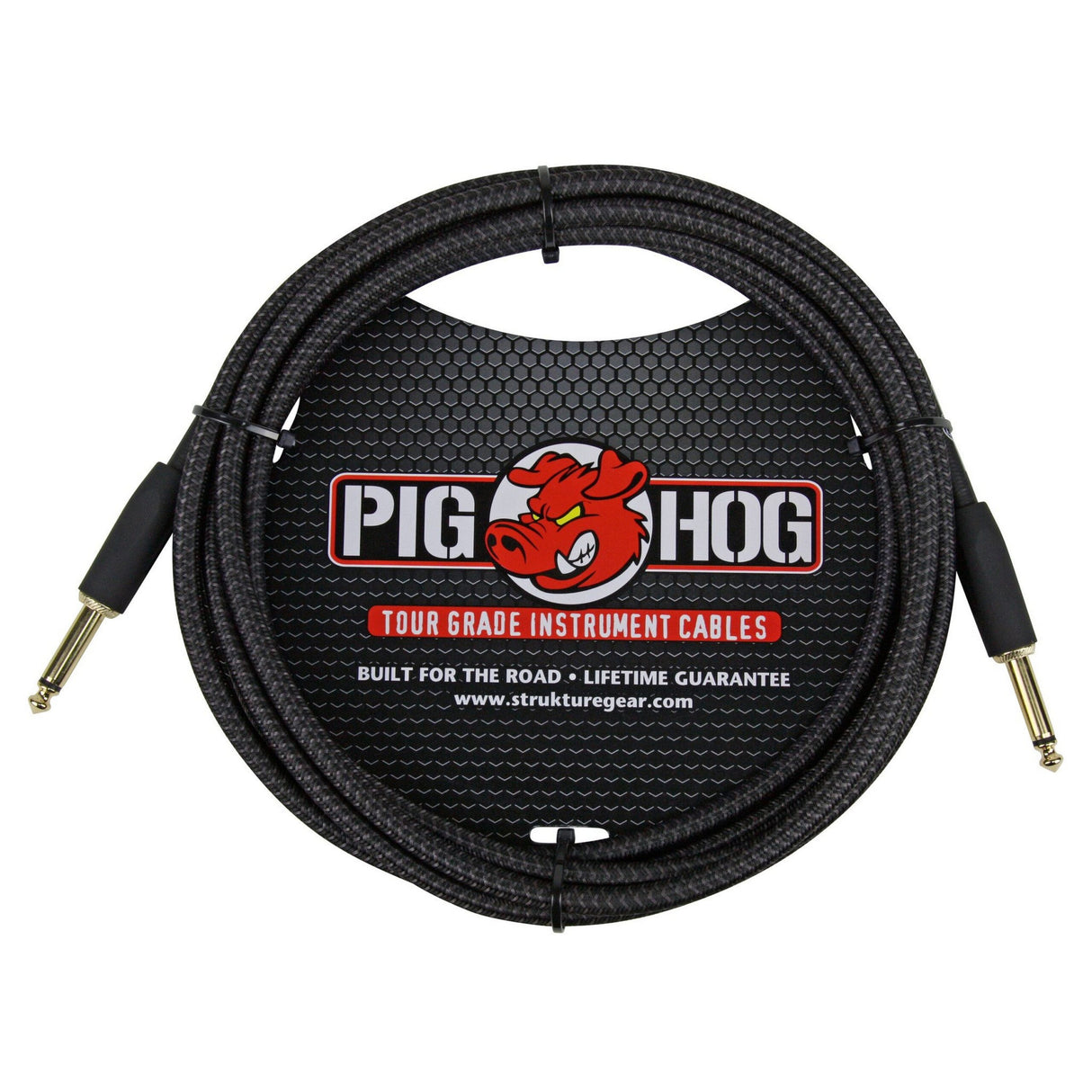 Pig Hog PCH10BK "Black Woven" Instrument Cable, 10ft.
