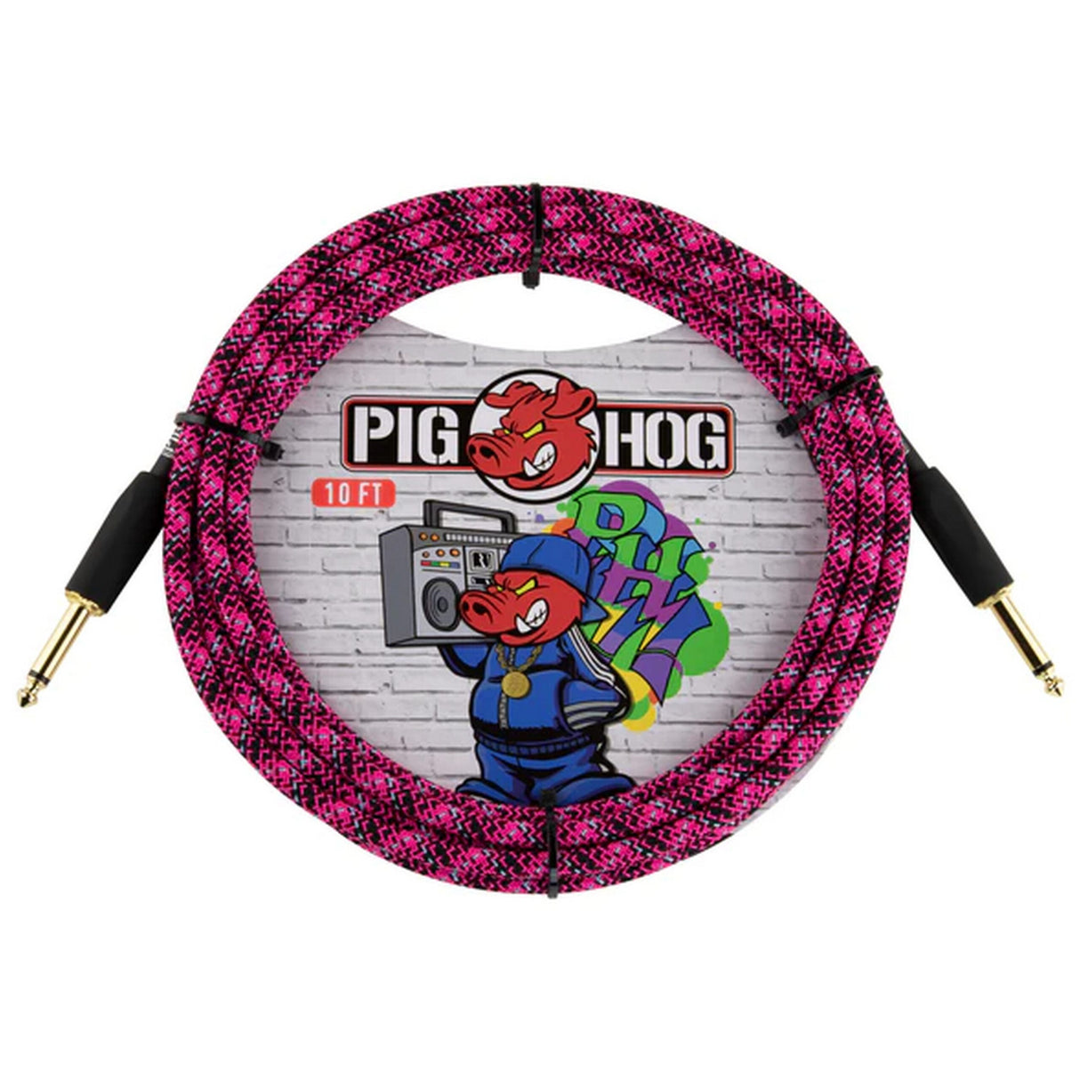 Pig Hog PCH10GPK Pink Graffiti Instrument Cable, 10-Feet Straight