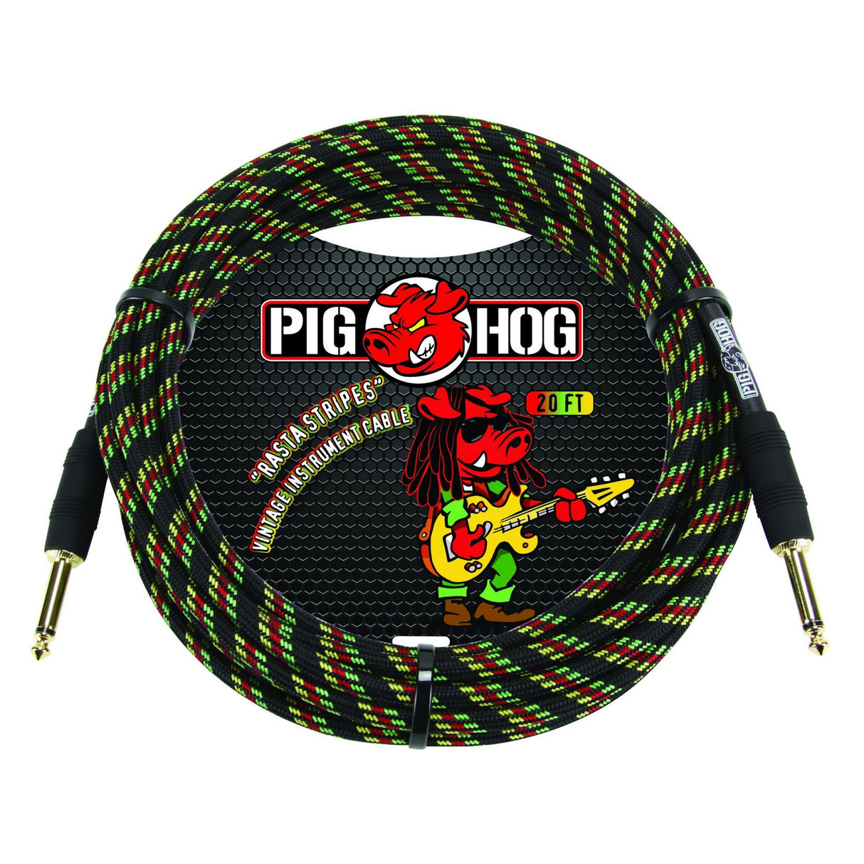 Pig Hog PCH10RA "Rasta Stripes" Instrument Cable, 10ft