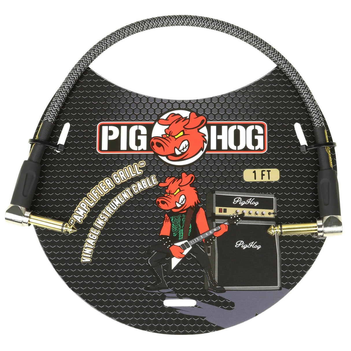 Pig Hog PCH1AGR "Amplifier Grill" 1ft Right Angled Patch Cables
