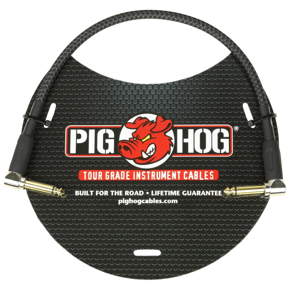 Pig Hog PCH1BKR "Black Woven" 1ft Right Angled Patch Cables