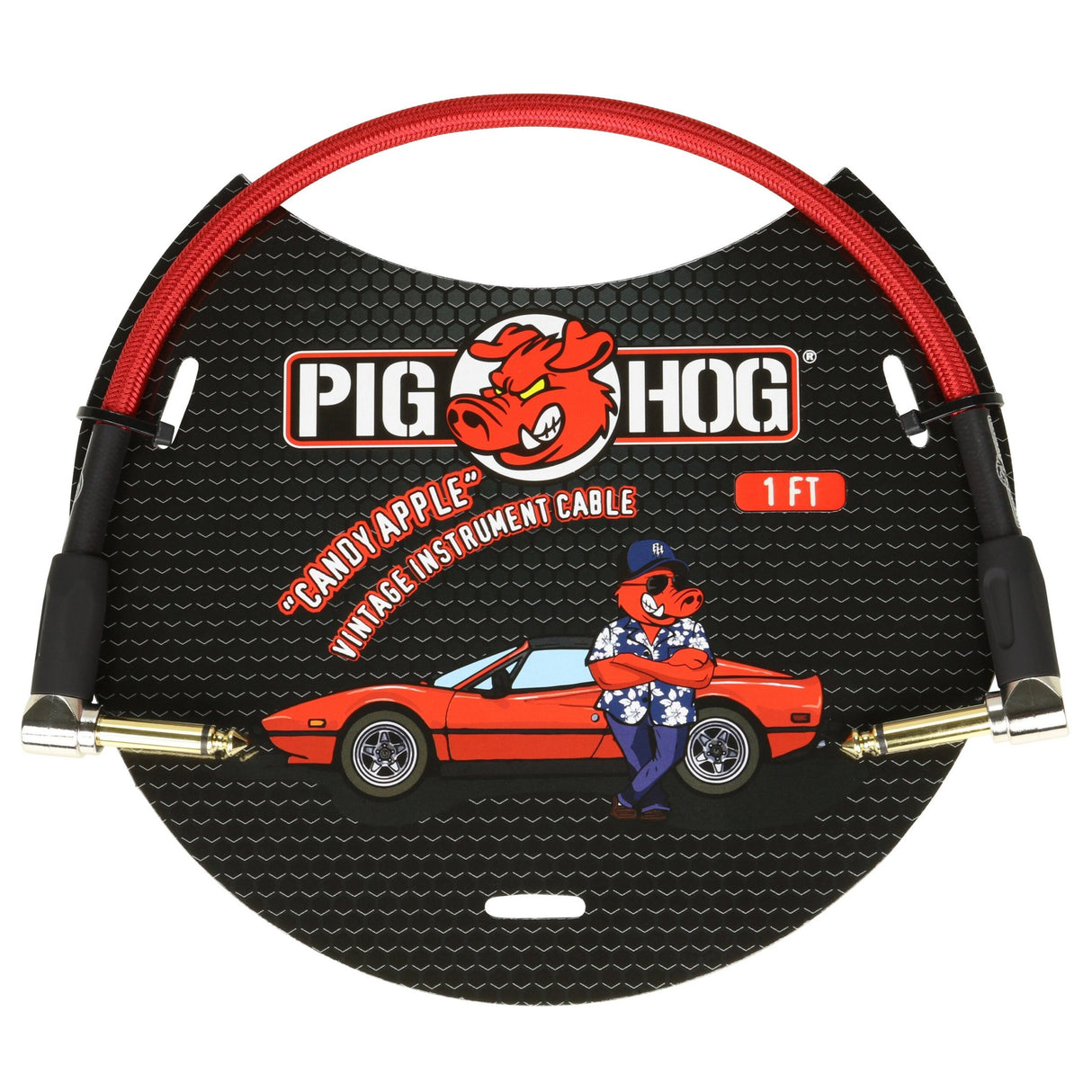 Pig Hog PCH1CAR "Candy Apple Red" 1ft Right Angled Patch Cables