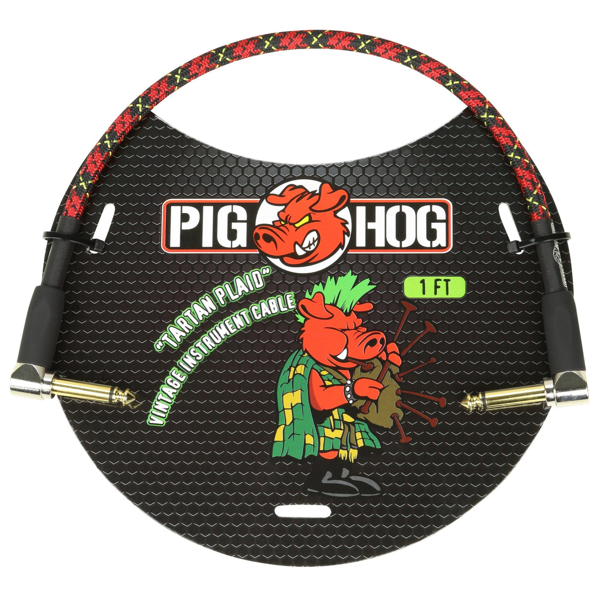 Pig Hog PCH1PLR "Tartan Plaid" 1ft Right Angled Patch Cables