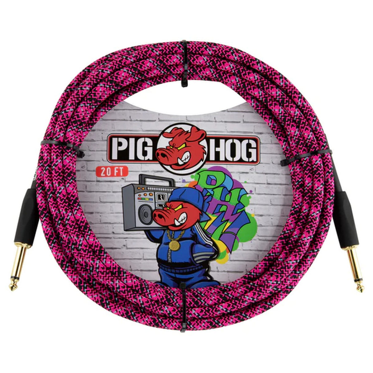 Pig Hog PCH20GPK Pink Graffiti Instrument Cable, 20-Feet Straight