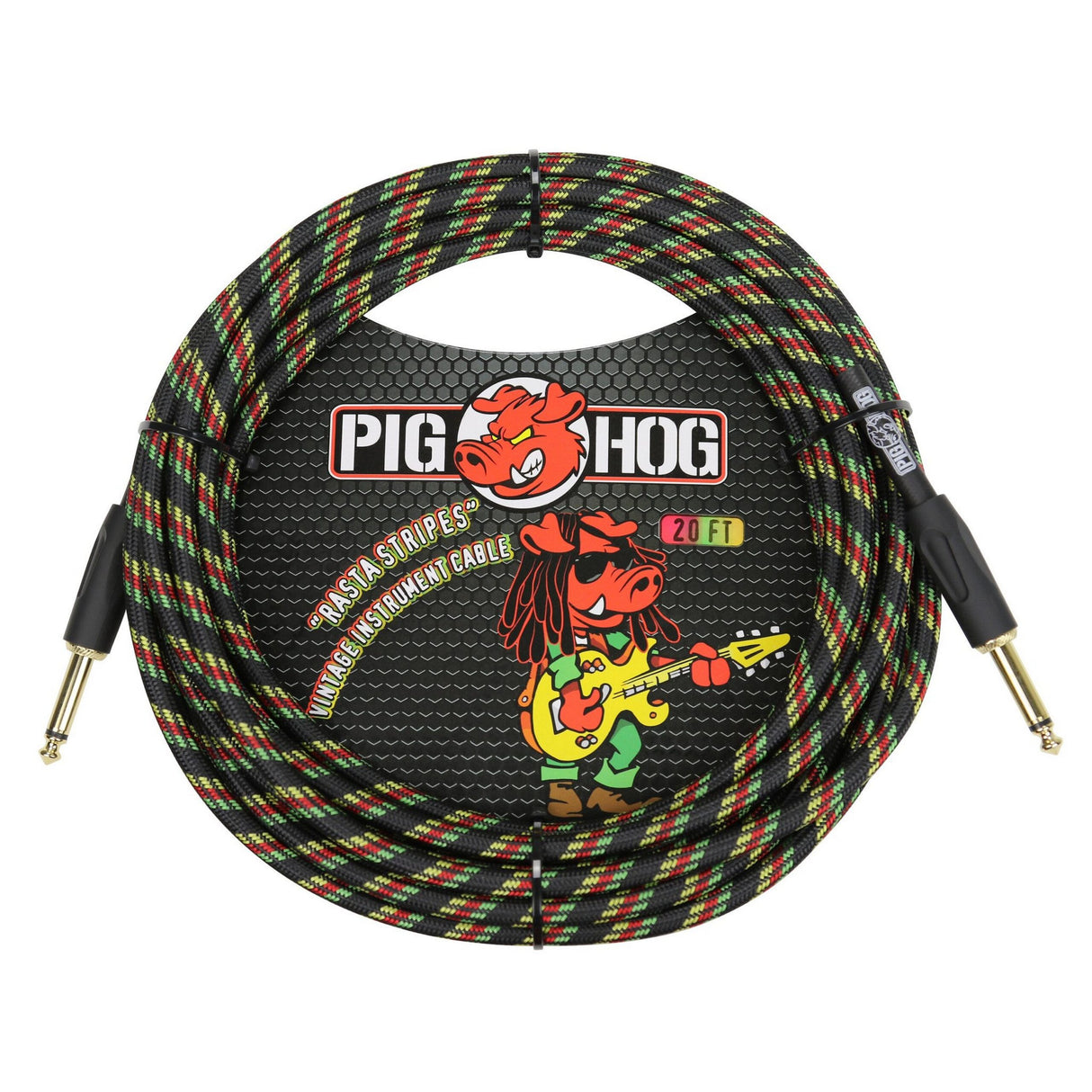 Pig Hog PCH20RA "Rasta Stripes" Instrument Cable, 20ft