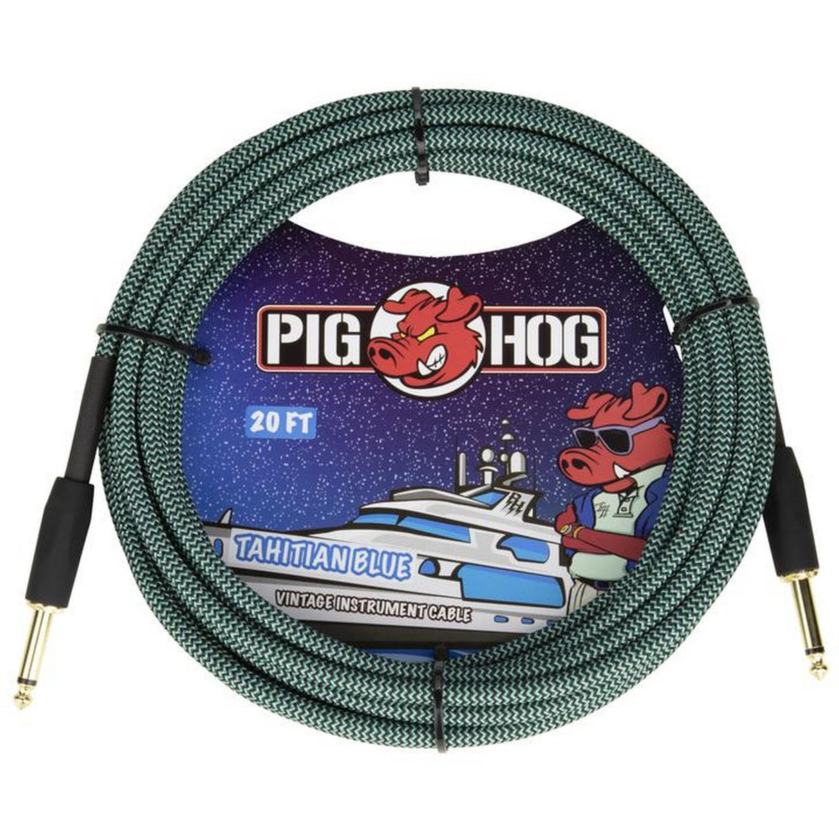 Pig Hog PCH20TAB Tahitian Blue Instrument Cable, 20-Foot